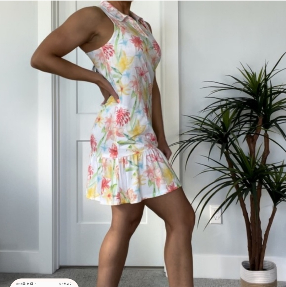 Gottex Golf + Tennis Mini Dress In Lilly Floral Print. - Picture 2 of 8
